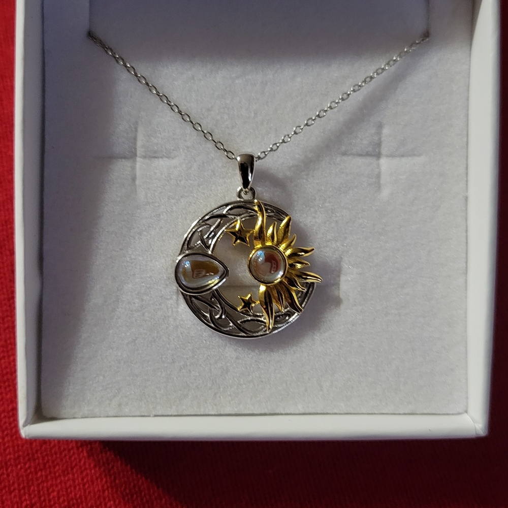 Celestial Dual-Tone Pendant Necklace